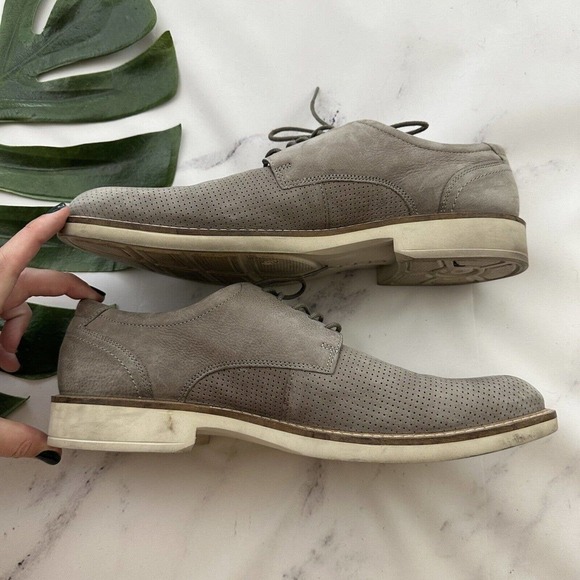 Ecco Mens Oxford Derby Shoes Size EU 42 US 8 Light Gray Suede Leather Lace Up - Picture 7 of 9